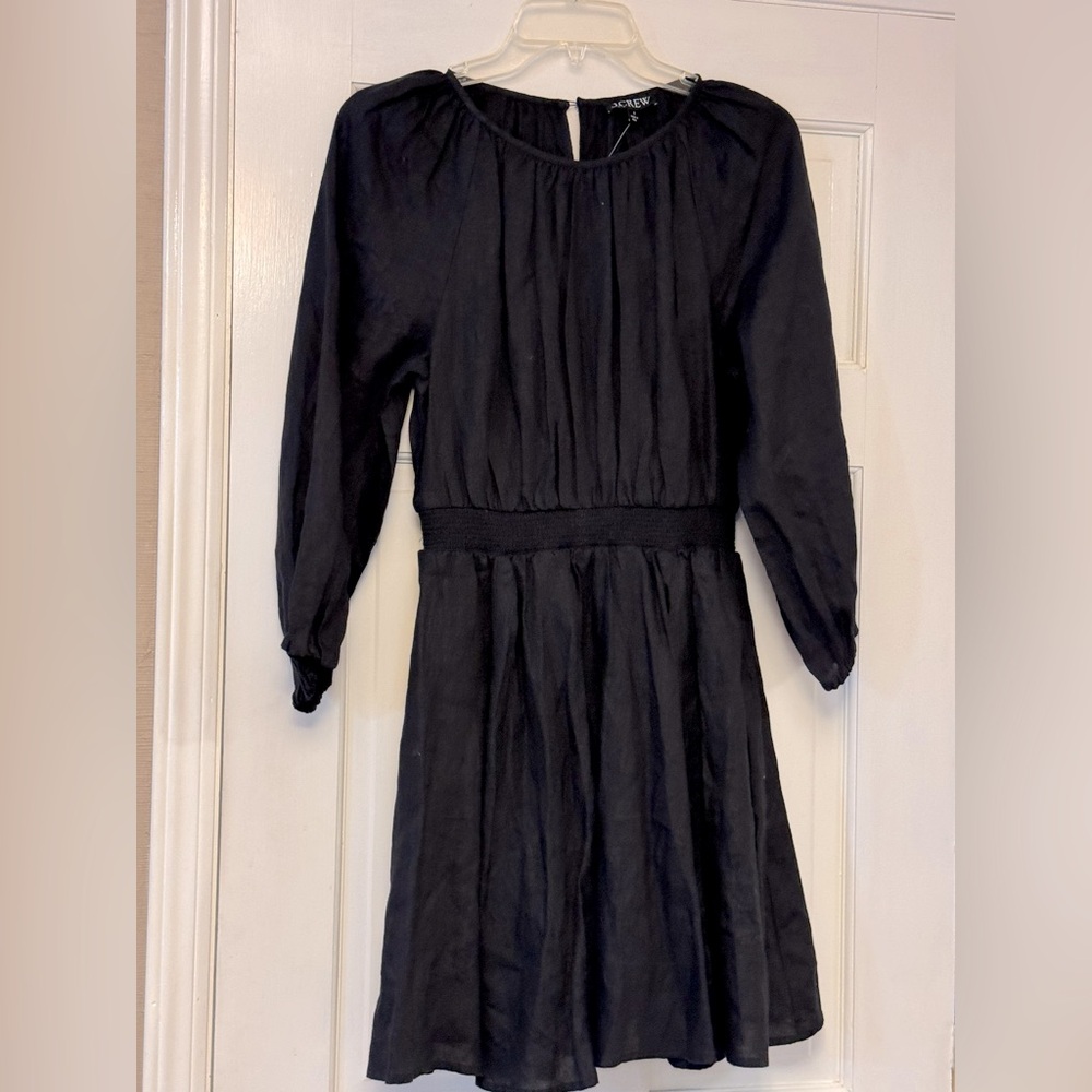 J. Crew Classic Black Linen Dress